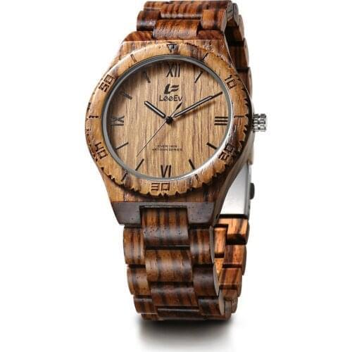 LeeEv Men Sandal Wood Quartz Watches Minimalist Design Wooden Bangle Wristwatch Mens Business Daily Gift Relogio Masculino