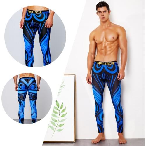 Mens long underwear Thin warm cotton pants Youth print Tight-fitting low-rise autumn and winter leggings thermal underwear men