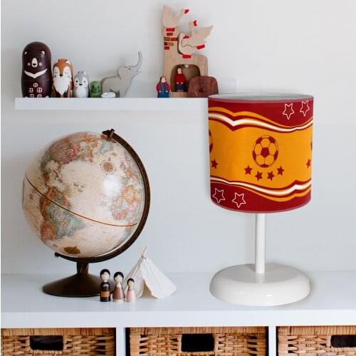 Children Room Night light Table Top Lamps football soccer ball astroturf sports orange red star red lampshade