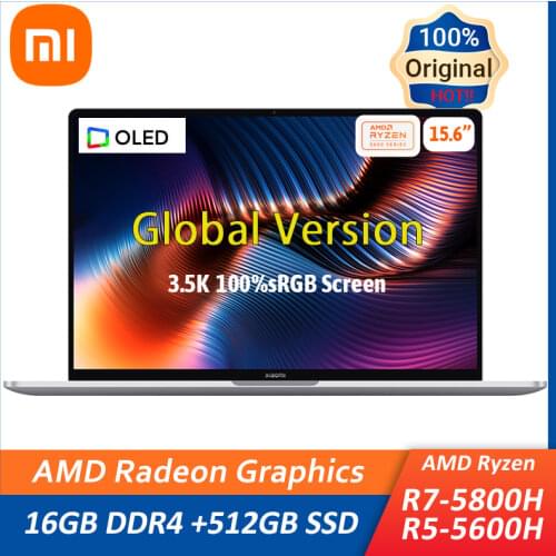 2021 Xiaomi Mi Laptop Pro 15 AMD Ryzen 7 5800H / R5-5600H 16GB + 512GB 15.6 Inch 3.5K OLED Home Office Windows 10 Notebook PC