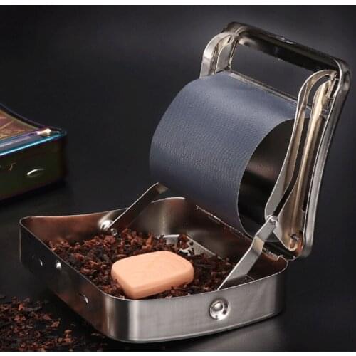 New Automatic Rolling Machine Black Tin Box Case Metal Roller Cigarette Tobacco Container Storage Holder Box
