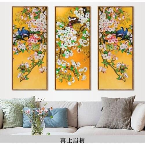 New Chinese Style Branches Birds Flowers Poster and Prints Canvas Print Painting Art Wall Pictures for Living Room Home Decor