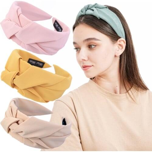 New Solid Color Hairband Cross Top Knot Headband for Women Wide Bezel Hair Hoop Bands Fashion Girls Hair Accessories Headdress