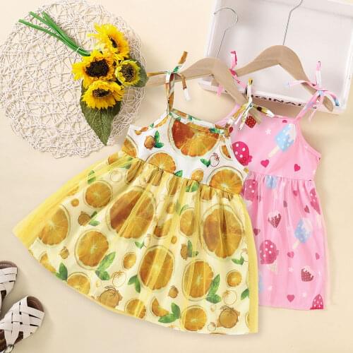 2-7 Years Baby Girls Sleeveless Flower Print Dresses Clothes Kids Summer Princess Dress Children Casual Beach Dress Outfit
