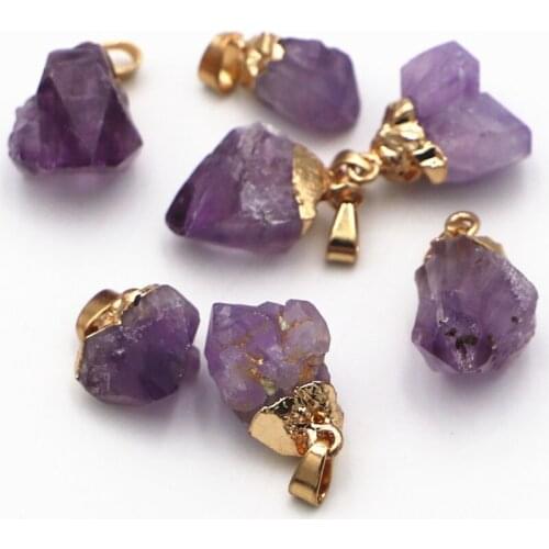 Natural Stone Pendant Necklace Brazil Amethysts Crystal Random Shaped Stone Reiki Fashion Mineral Jewelry for Men or Women
