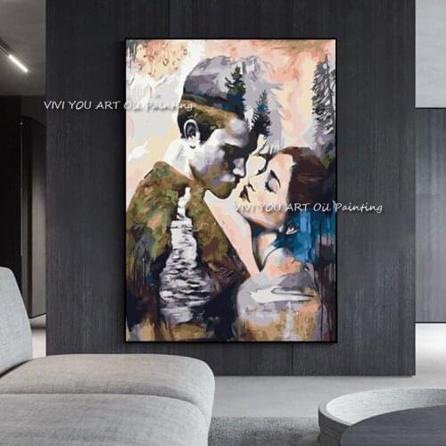 The Lover Couple Man Girl Woman Modern Handpainted Abstrat Oil Painting Canvas Home Decor Wall Watercolor Art Picture Portrait