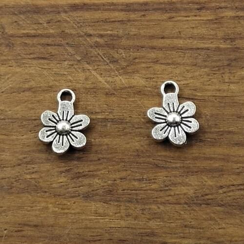 20pcs Charms double sided flower &Plum blossom 12*8.5mm Tibetan Silver Plated Pendants Antique Jewelry Making DIY Handmade Craft