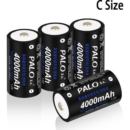 1-8pcs 1.2V C size rechargeable battery C 4000mAh NI-MH high capacity current batteries