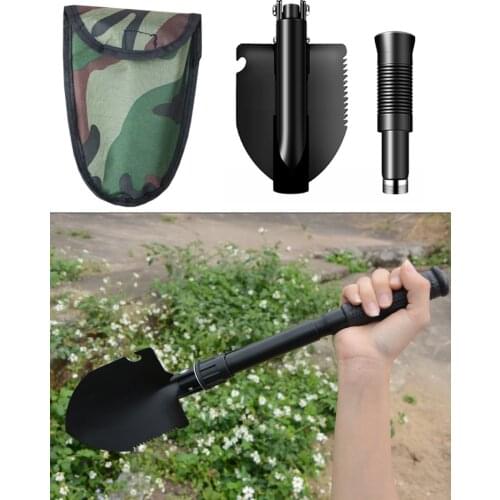 Fishing Shovel Tools and Accessories Multipurpose With Compass Outdoor Product Manganese Steel Folding Shovel Cost-effective