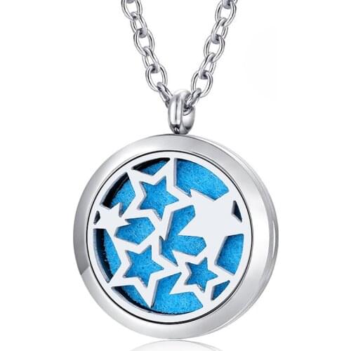 With Chain as Gift! New fashion 30mm Aroma Diffuser Necklace Silver 316L Stainless Steel Perfume Pendant Necklace Jewelry