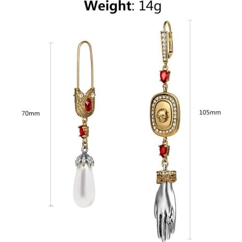 The new asymmetric earrings set auger pin palm restoring ancient ways long joker stud earrings female personality