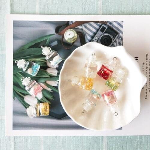 10pcs 3D Nautical Pearl Shell Bottle Earring Resin Charms Diy Findings Keychain Crafts Colorful Floating Jewelry Accessories