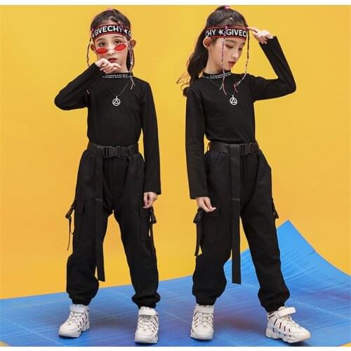 Children Short Sleeve Sweatshirt Skirt Top Crop Hip Hop Clothing for Girl Jazz Dance Costume Ballroom Dancing Clothes Wear