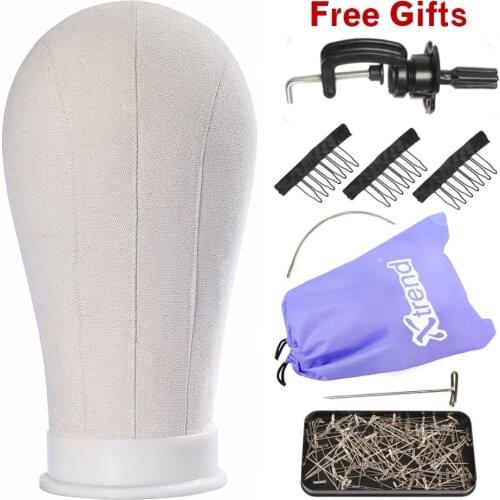 Xtrend Training Mannequin Head Canvas Block Head Display Styling Mannequin Manikin Head Wig Stand Free Get T Needle Holder