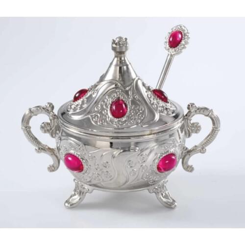 Turkish Work Colored Stone Embroidered Sugar Bowl Turkish Delight