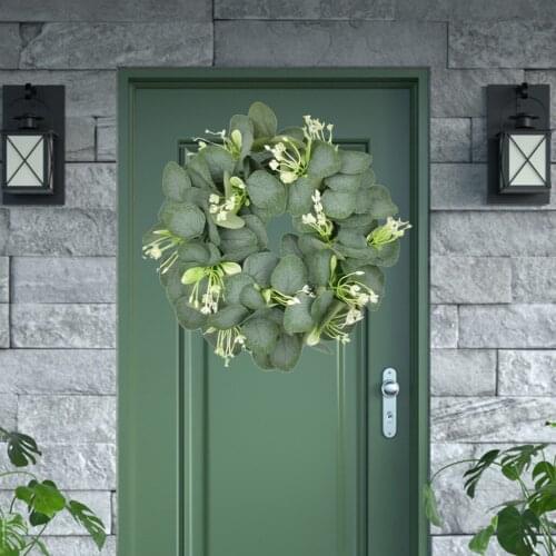 12inch Green Leaves Artificial Eucalyptus Wreath Greenery Wreath Flower Home Garland Front Door Wall Window Festival Party Decor