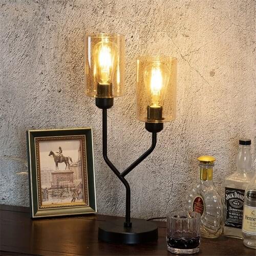 Vintage black branches table lamps bedroom industrial bedside cabinet bar modern dining table lights amber glass lighting