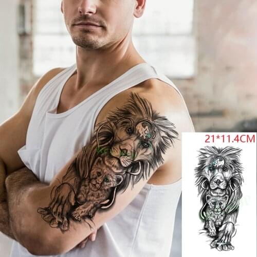 Waterproof Temporary Tattoo Stickers Leopard Lion Big Cat Animal Fake Tatto Flash Tatoo Back Leg Arm Body Art for Women Men