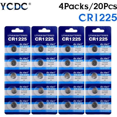 YCDC 20pieces 3V LM1225 BR1225 ECR1225 CR1225 KCR1225 Watch Button Coin Cell Battery Single Use cr1225 Lithium Watch Batteries