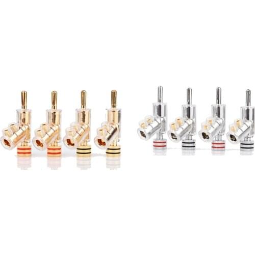 HIFI Lockable Speaker Cable Banana Plug Connector Speaker Wire Connector 4Pcs