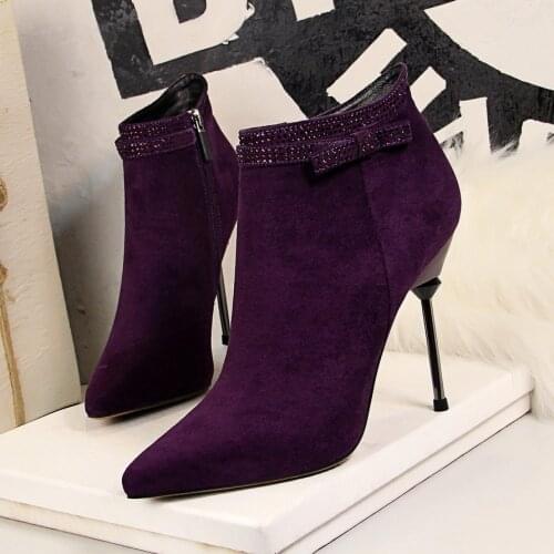 BIGTREE 2020 Autumn Winter Women Boots Suede Fabric Thin Heels Boots Fashion Ankle Boots High Heels Shoes Woman Sapatos