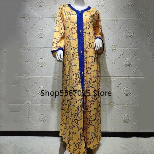 Women No Hijab Abaya Turkey Djellaba Femme Muslim Fashion Kimono Dress African Print Boubou Plus Size Long Dresses Baju Wanit