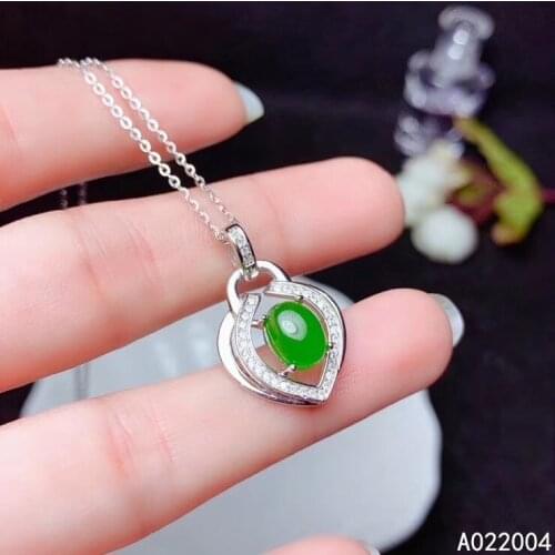 KJJEAXCMY Fine Jewelry 925 Sterling Silver Inlaid Natural Gemstone Jasper Female Pendant Necklace Beautiful Support Test