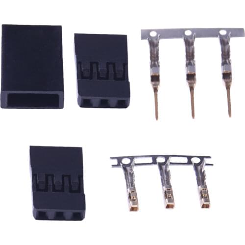10 Sets DIY 3 Pin Servo Plug Set Female Male Connector Gold Plated For Futaba JR Type RC Airplane Multirotor Quadcopter Plug