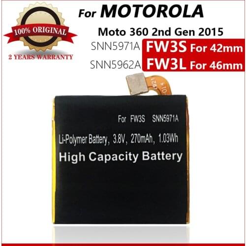 100% Original 270mAh FW3S FW3L SNN5971A For Motorola Moto 360 2nd 42mm 46mm Watch batteries With Tracking number