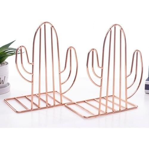 2PCS/Set Bookends, Iron Plating Bookends for Shelves Heavy Duty Decorative Book Support Non-Skid for Office Desk Organizer