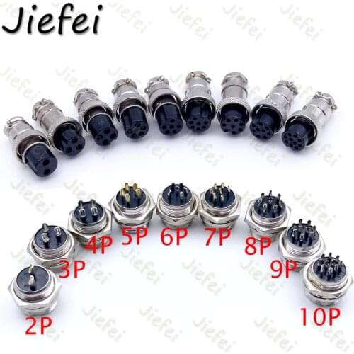 20set High quality GX16 2 3 4 5 6 7 8 9 10 Pin Male & Female 16mm Circular Aviation Socket Plug Wire Panel Connector