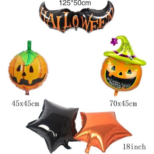 5pcs Halloween Bat Pumpkin Aluminium Foil Balloon For Halloween Party Decoration