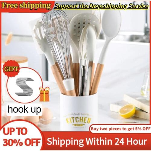 10/11 PCS White Kitchen Cookware Silicone Kitchenware Spatula Ladle Egg Beaters Shovel Soup Spoon Utensils Tools Gadgets Set New