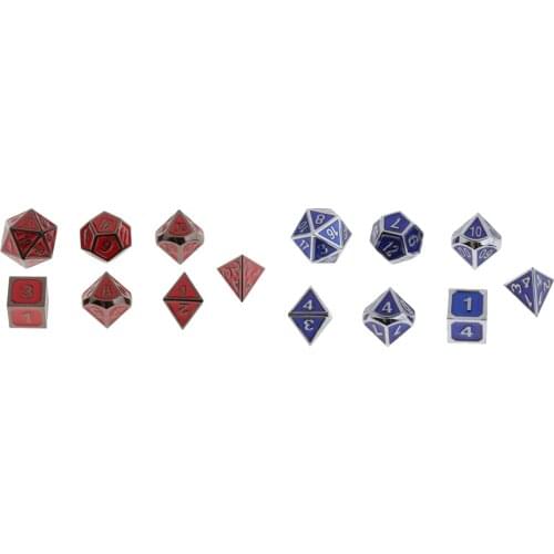7Pc Metal Polyhedral Dices D4-D20 Die for RPG Role Play Casino Game Props