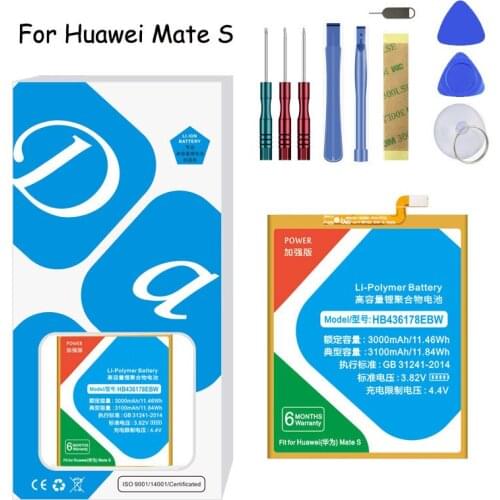 Lithium Polymer Battery HB436178EBW For Huawei Mate S 3100mAh Mobile phone Replacement Battery Free Tools