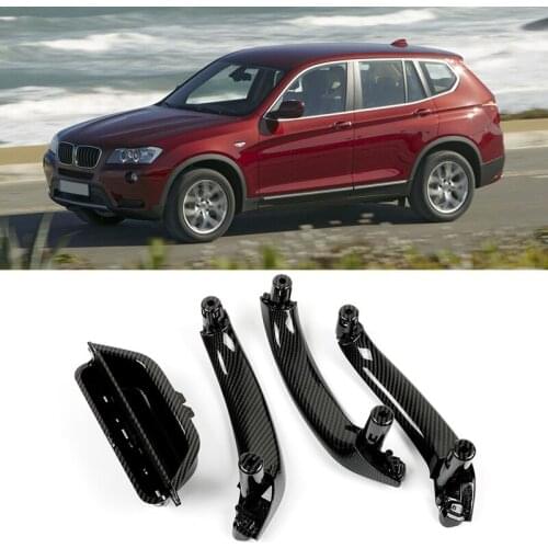 Car Carbon Fiber ABS Inner Door Panel Handle Cover Interior Door Pull Trim Bowl For-BMW X3 X4 F25 F26 2010-2016