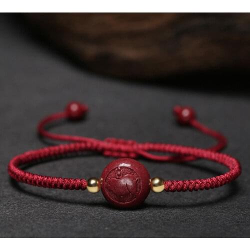 Customized Cinnabar Chinese Zodiac DIY Bracelet for Woman Lucky Fashion Friendship Gift Red Bangles Handmade Knotted Jewelry