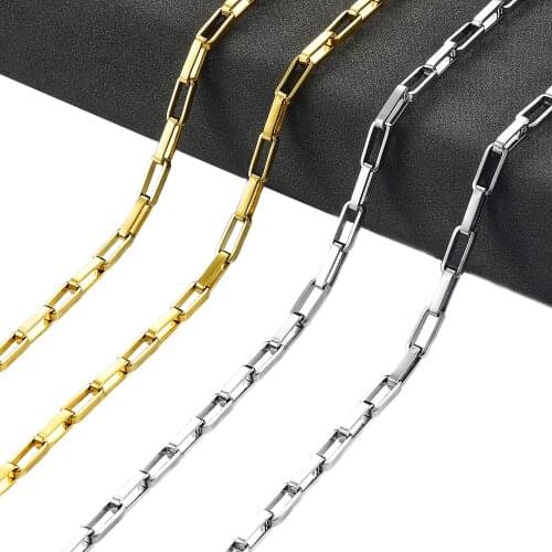 Fashion Wide 3mm Stainless Steel Long Box Chain For Men Woman Necklace Jewelry Findings Making Gifts