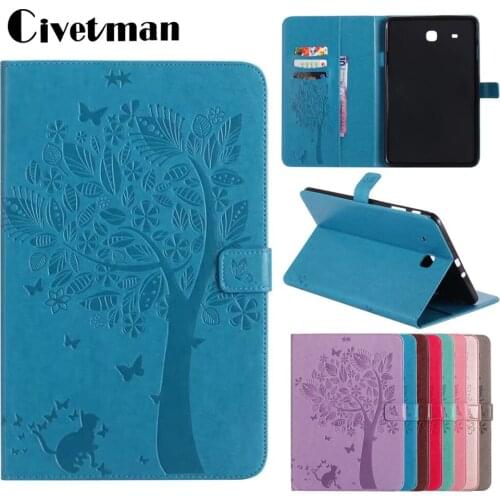 Tablet Case for Samsung Galaxy Tab E 9.6" T560 SM-T560 T561 T565 T567 Smart Cover Fashion Lucky Tree Flip Stand PU Skin Funda