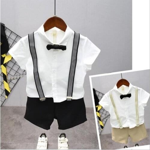 Baby Cotton Gentleman Suit Leisure Sports Toddler Kids Boys Summer Clothes Size 2 3 4 5 6 7Year Children Clothing Set