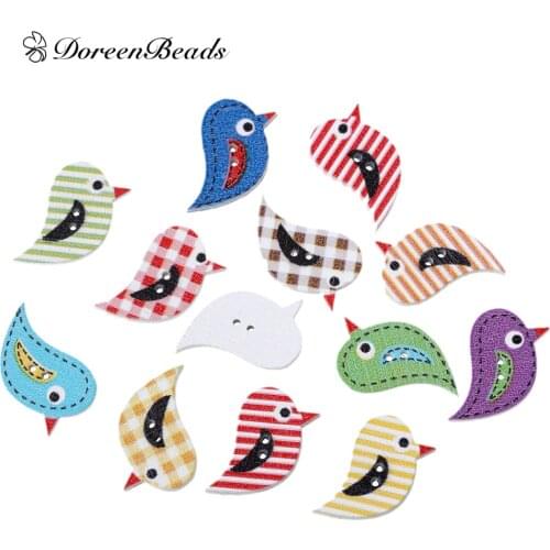 DoreenBeads Wood Sewing Button Scrapbooking Bird Mixed At Random 2 Holes For Clothing DIY Crafts 27mm x 17mm, 10 PCs
