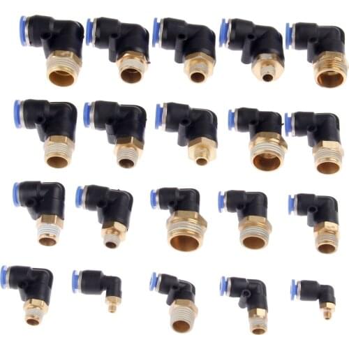 5Pcs M5" 1/8'' 1/4'' 3/8'' 1/2' ThreadPneumatic Fittings Elbow Quick Push In Connector Pipe Fitting for 4/6/8/10/12mm Hose Tube