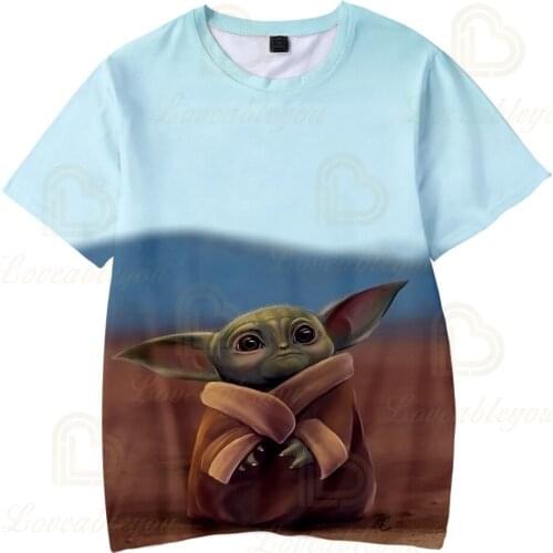 Disney Graphic Tees Tops Cute Baby Yoda Print Tshirts Women Funny T Shirt White Tops Casual Unisex T-shirts Dropship