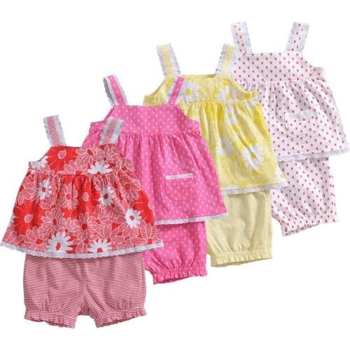 2019 summer baby girls clothes set 2pcs clothing set toddler girls dress 1-3Y girls clothes Sleeveless dress shorts beach dress