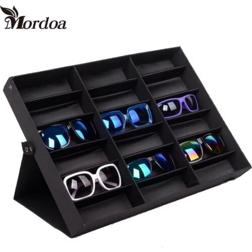Mordoa Glasses Storage Box 18 Grid Sunglasses Display Shelf Sunglass Organizer Rack Eyewear Storage Usage Jewelry Display