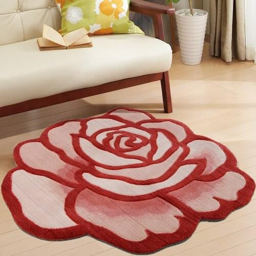 Pastoral Style Rugs Handmade Embroidery 3D Rose Floral Carpet Bath Non-Slip Mat Abstract Rose Room Living Carpets Rug For Shape