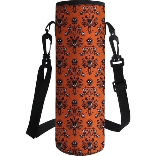 Colorful Haunted Mansion Printed Big Capacity Water Bottle Cover Insulated Thermos Bottle Cover Coffee Thermos Organizer Bidon