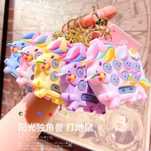 Creative Fashion Mini Game Console Anime Key Chain Rainbow Charm Unicorn Animal Key Chain Couple Cute School Bag Key Chain Gift