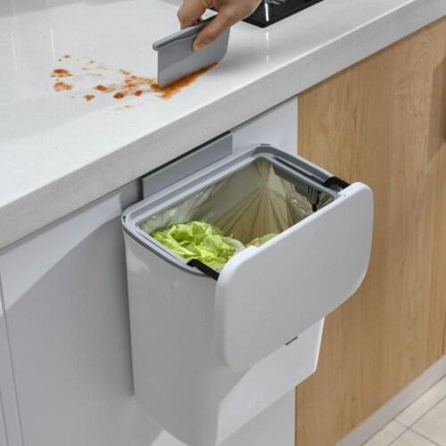 Kitchen Trash Can Cabinet Door Hanging Waste Bin Wall Mounted Garbage Seamless Dustbin Recycle Household Basket Storage C6V5