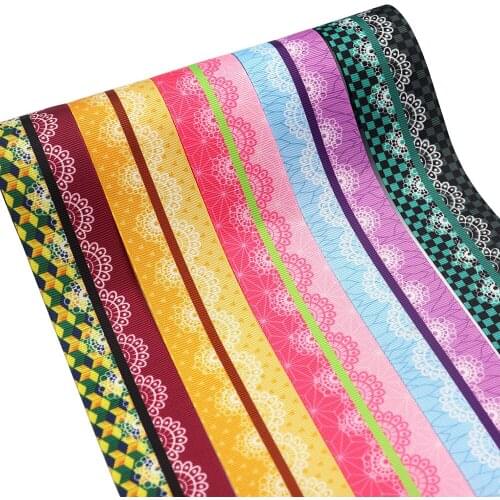 M-21413-460 5 yards 1-1/2 inch Striped lace handmade DIY heat transfer ribbon webbing ribbed satin